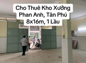 Cho thuê kho Phan Anh, quận Tân Phú, 8x16m, 1 lầu, 20 triệu