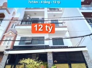 Bán nhà Hẻm 8m Hoà Bình, Q Bình Tân - 7x14m - 4 tầng - 12 tỷ