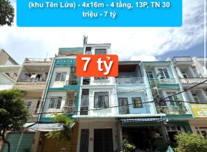 Bán nhà MTNB Đường số 55A, Q Bình Tân (khu Tên Lửa) - 4x16m - 4 tầng, 13P, TN 30 triệu - 7 tỷ