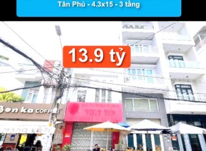 Bán nhà MTKD Thống Nhất, P Tân Thành, Q Tân Phú - 4.3x15 - 3 tầng